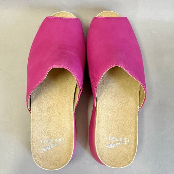 Dansko Ravyn peep-toe sandal in fuchsia milled nubuck Euro Size 38 US 8.5/9 - Picture 11 of 16